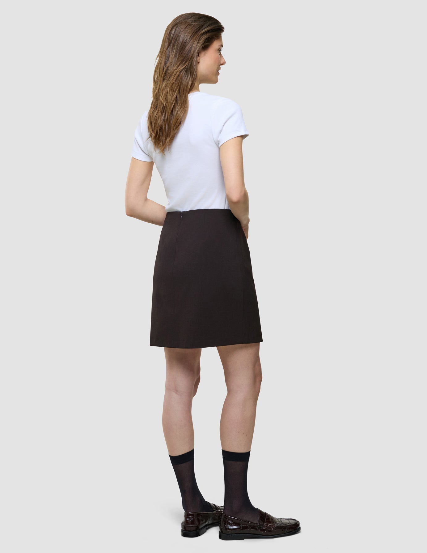 Women Ease Short Skirt Mocha Melange