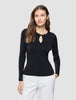 Women Fine Knit Rib Long Sleeve Black