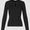 Women Fine Knit Rib Long Sleeve Black