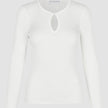 Women Fine Knit Rib Long Sleeve Off White