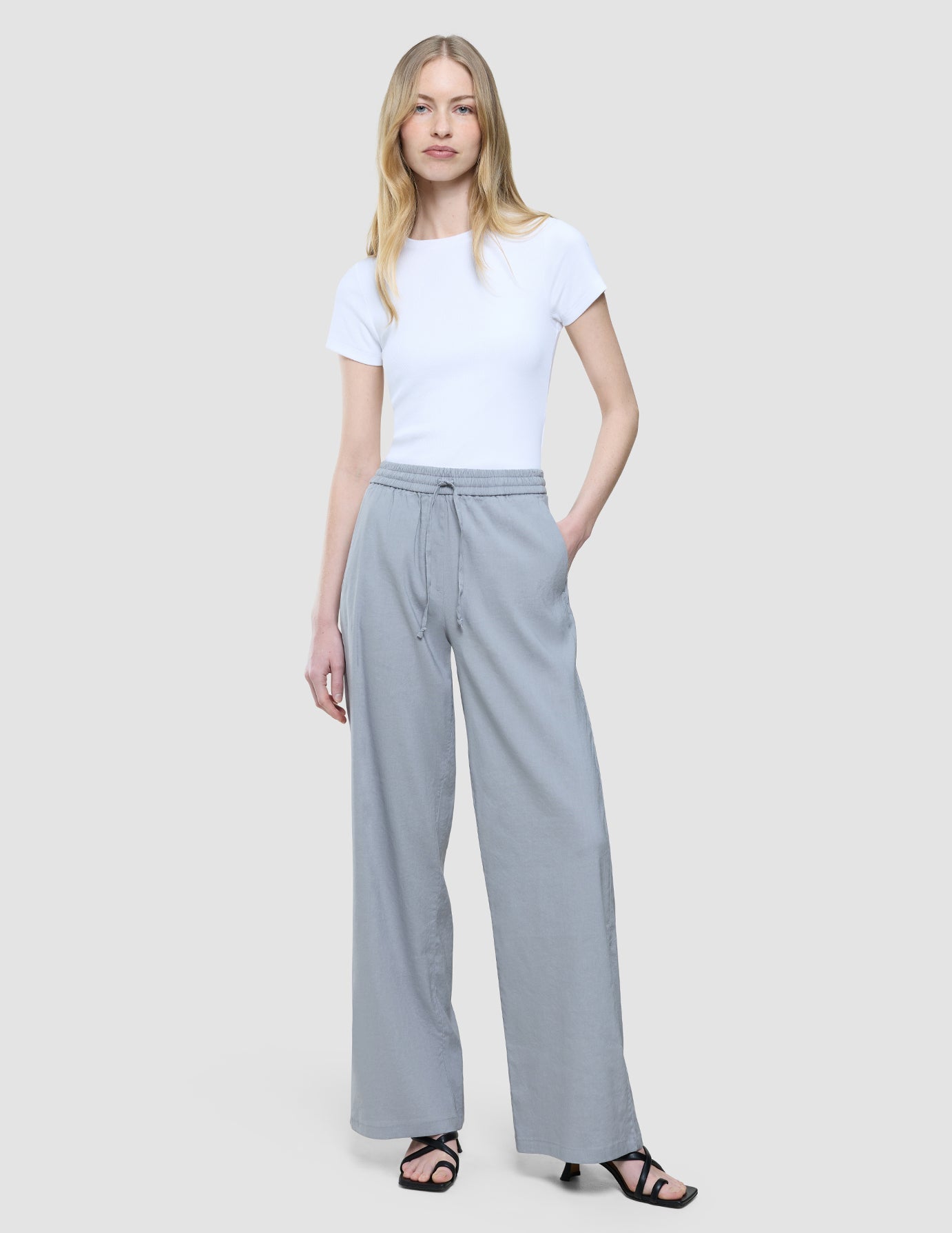 Women Linen Pants Relaxed Stone Grey