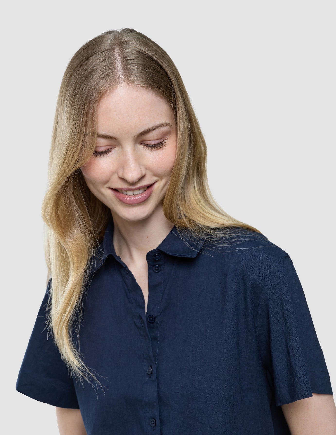 Women Linen Shirt Short Sleeved Night Sky