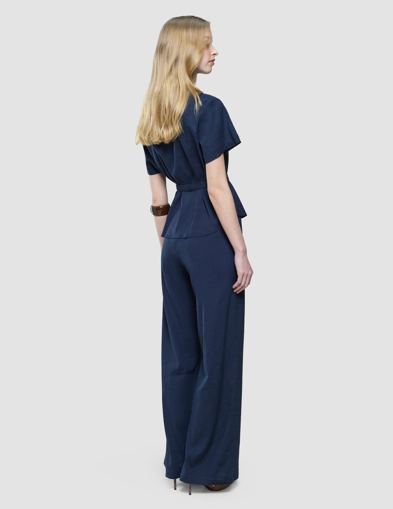 Women Linen Shirt Short Sleeved Night Sky