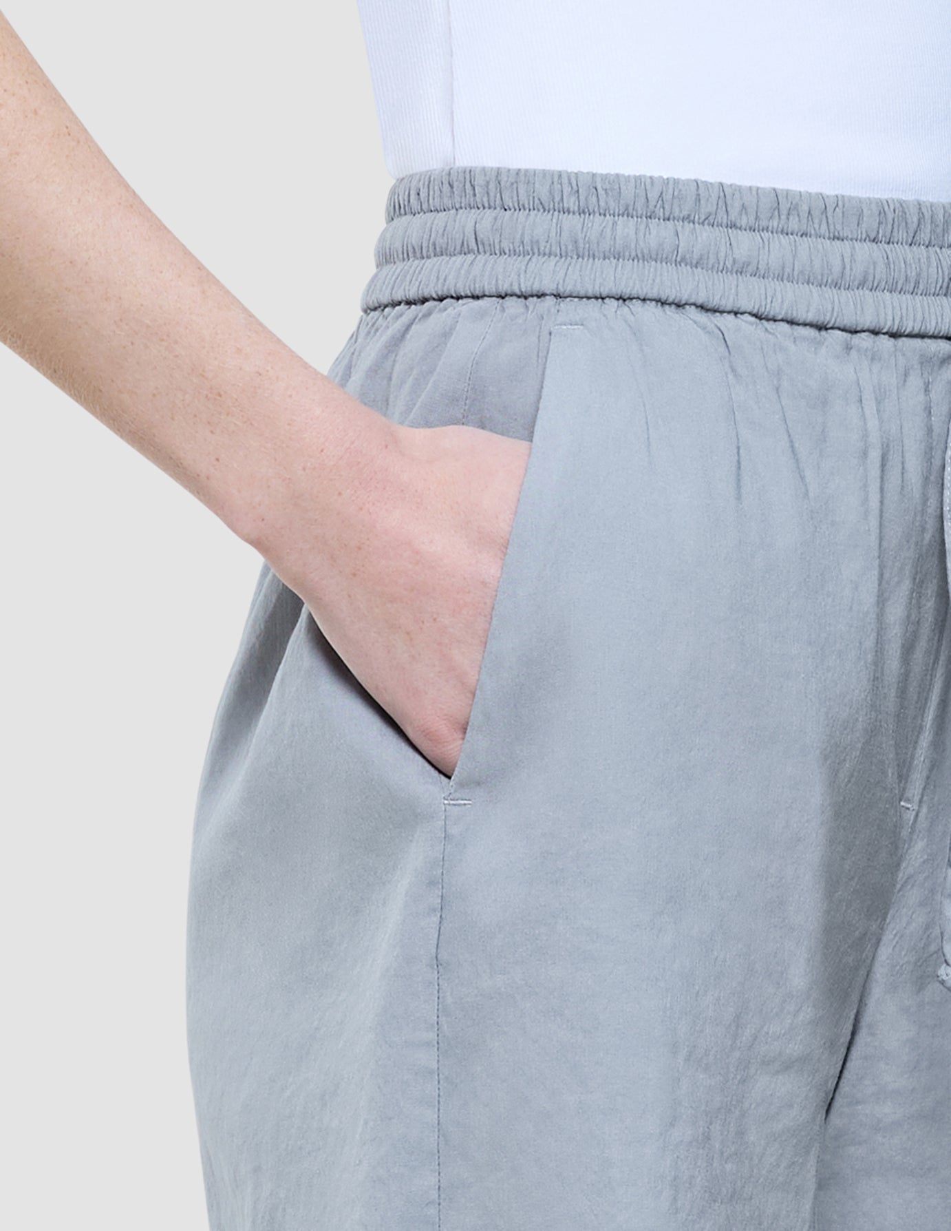 Women Linen Shorts Relaxed Stone Grey
