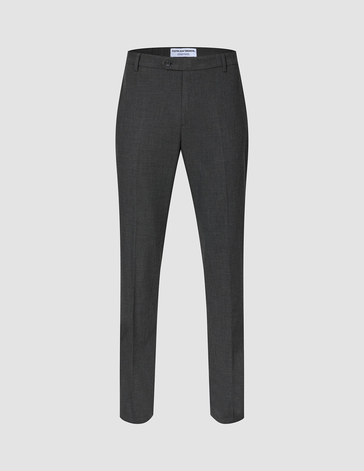 Hose Motion Suit in der Farbe Pepper Grey in regulärer Passform mit 360°-Stretch, einem Bund mit Knopfverschluss und einer Bügelfalte an der Vorderseite des Beins.