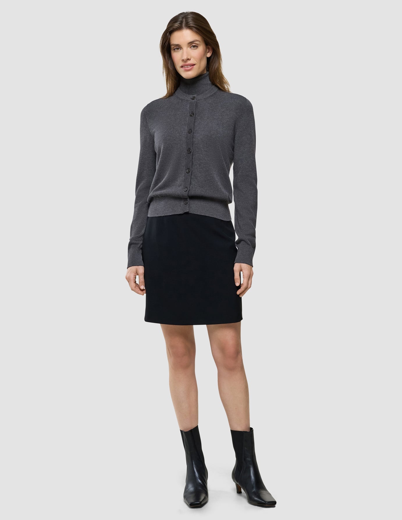 Women Quinn Crewneck Cardigan Cool Brown