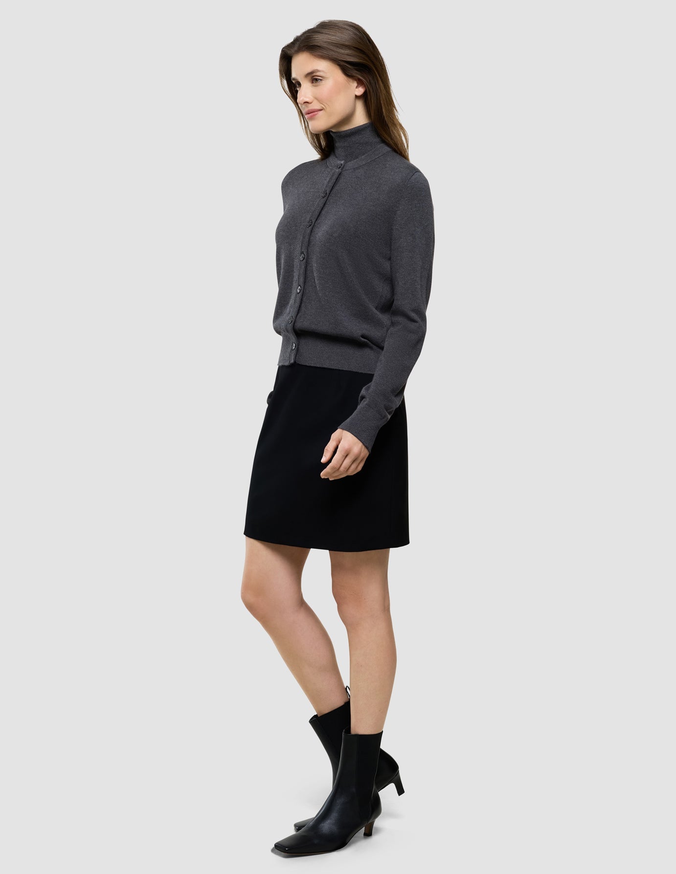 Women Quinn Crewneck Cardigan Cool Brown
