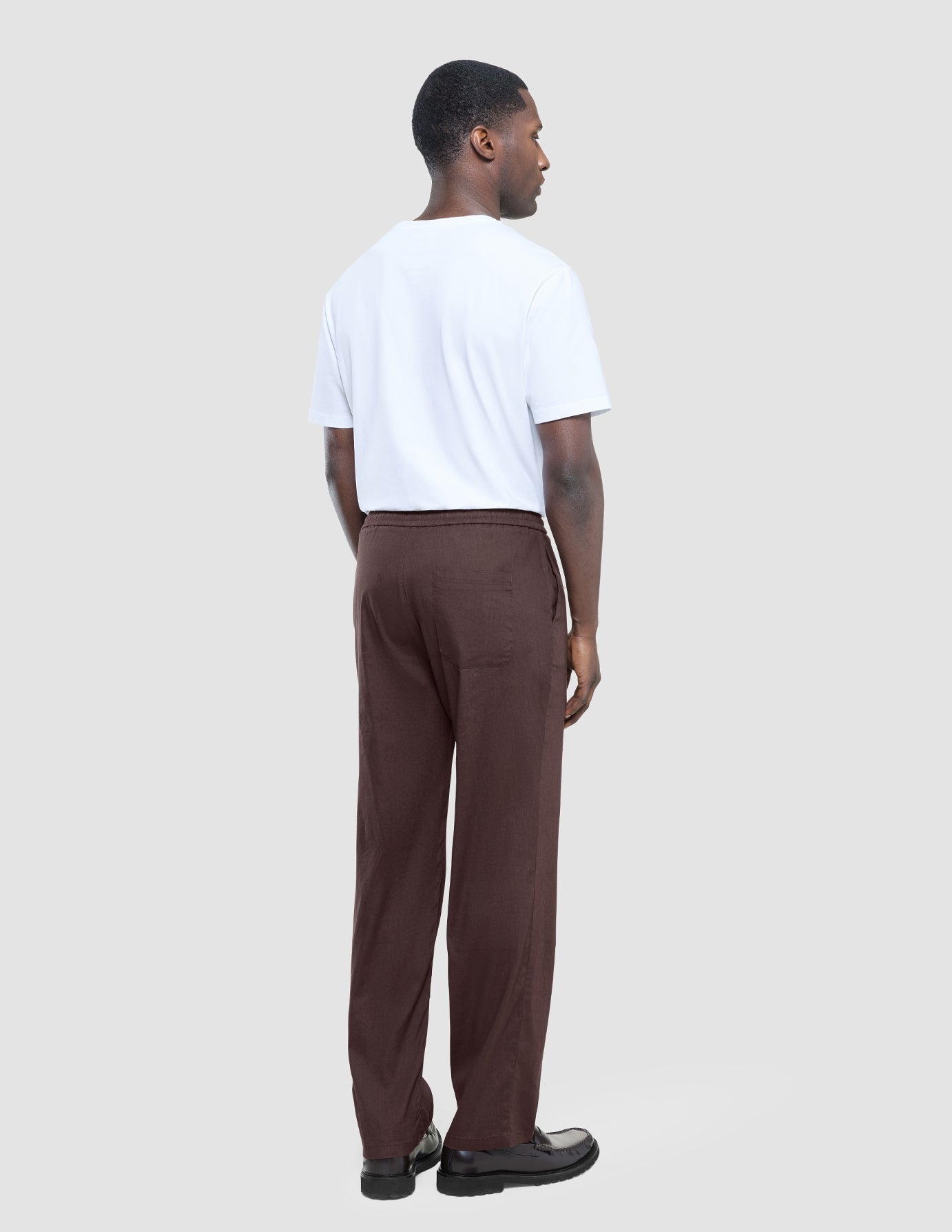 Refined Linen Pants Dark Brown