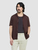 Refined Linen Bowling Short Sleeve Shirt Dark Brown