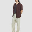 Refined Linen Bowling Short Sleeve Shirt Dark Brown