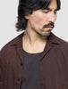 Refined Linen Bowling Short Sleeve Shirt Dark Brown