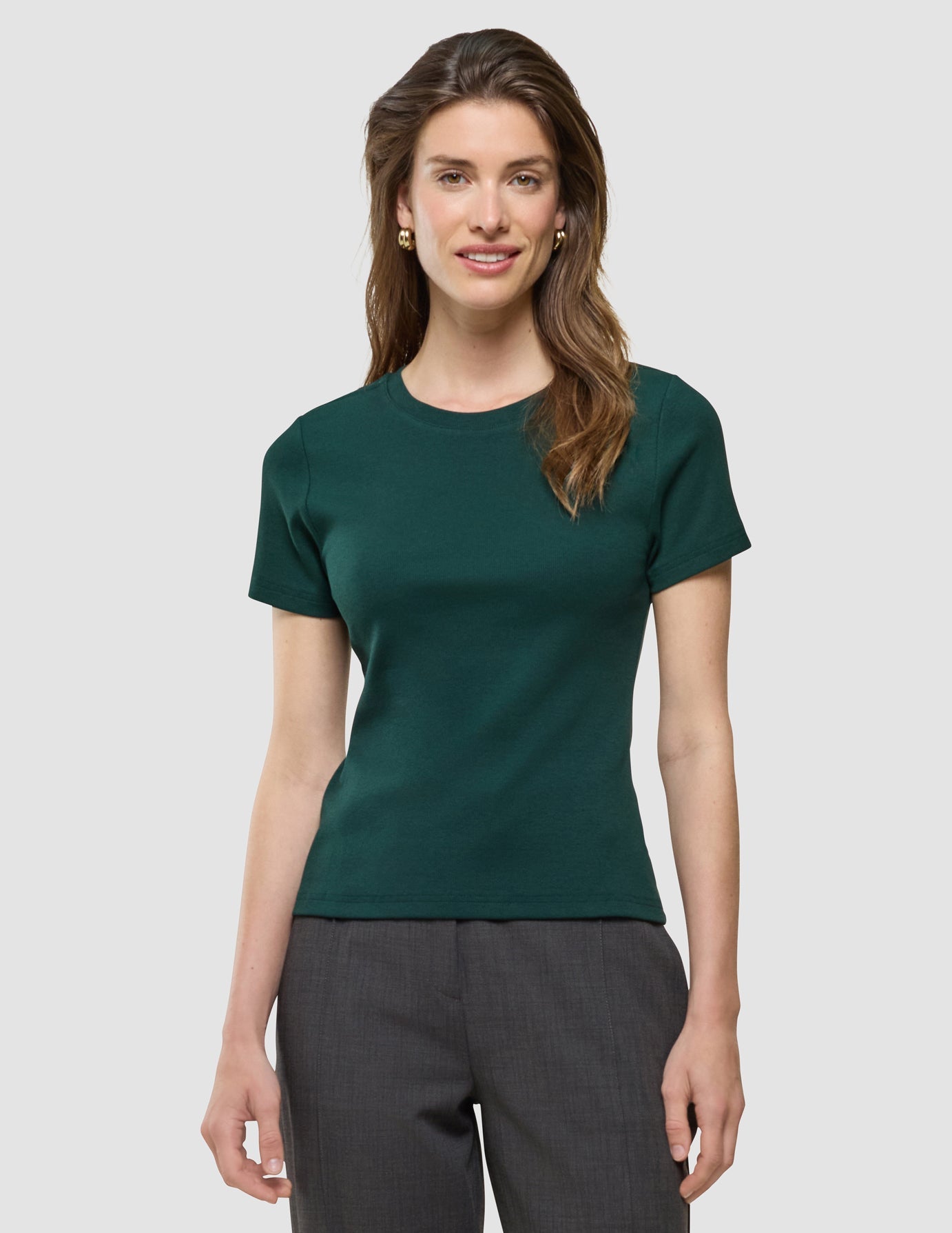 Women Rib T-shirt Evergreen