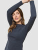 Women Rib T-shirt Long Sleeve Dark Grey Melange