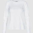 Women Rib T-Shirt Long Sleeve White