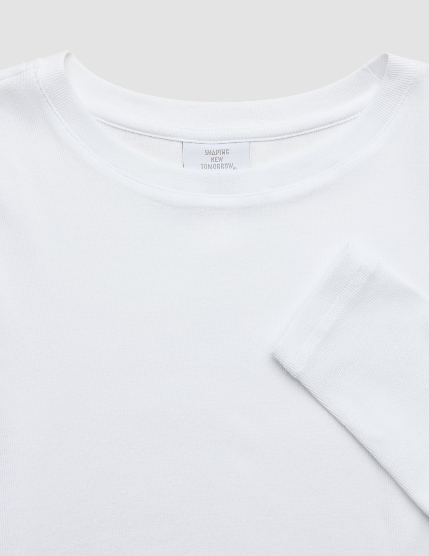 Women Rib T-Shirt Long Sleeve White