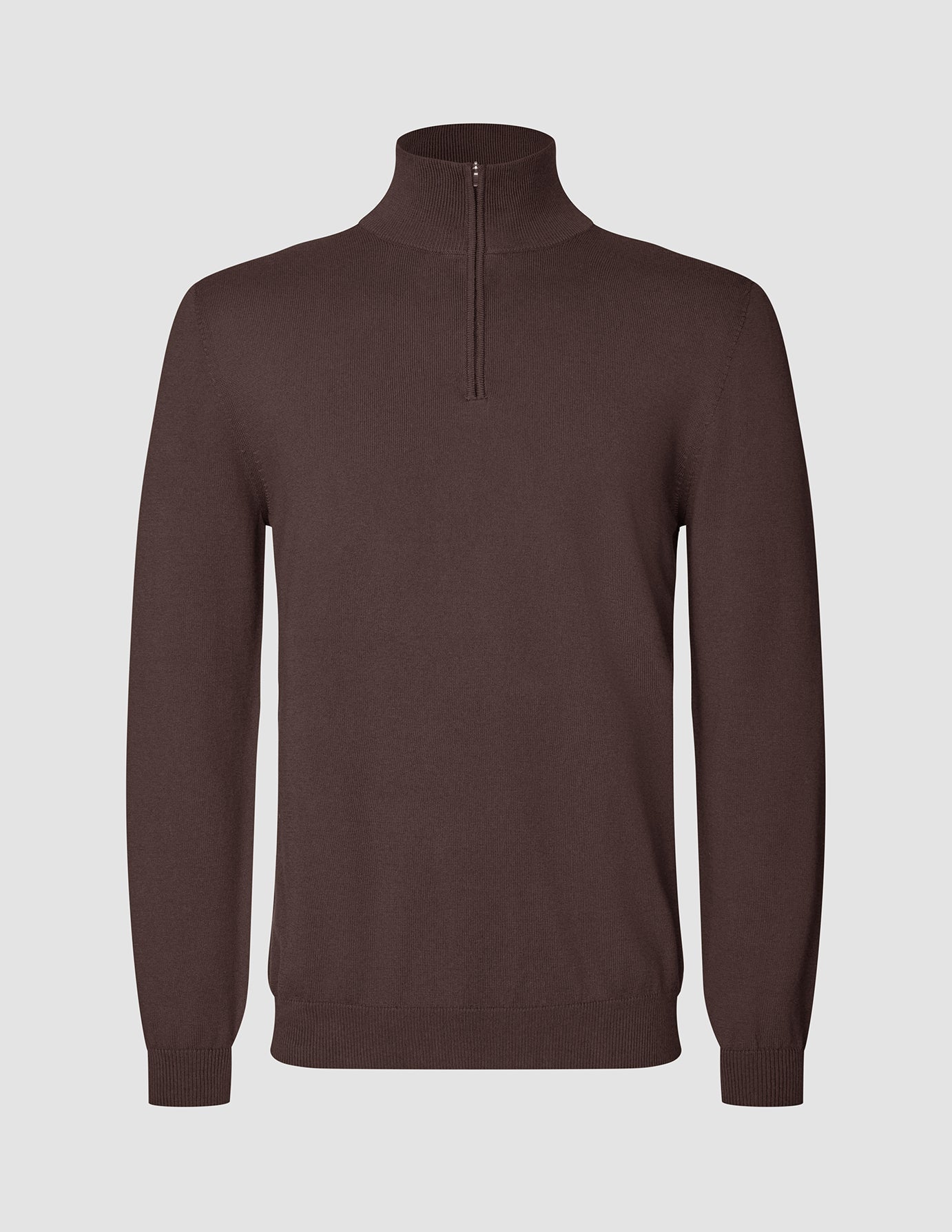 Seamless Core Knit Half Zip Dark Brown