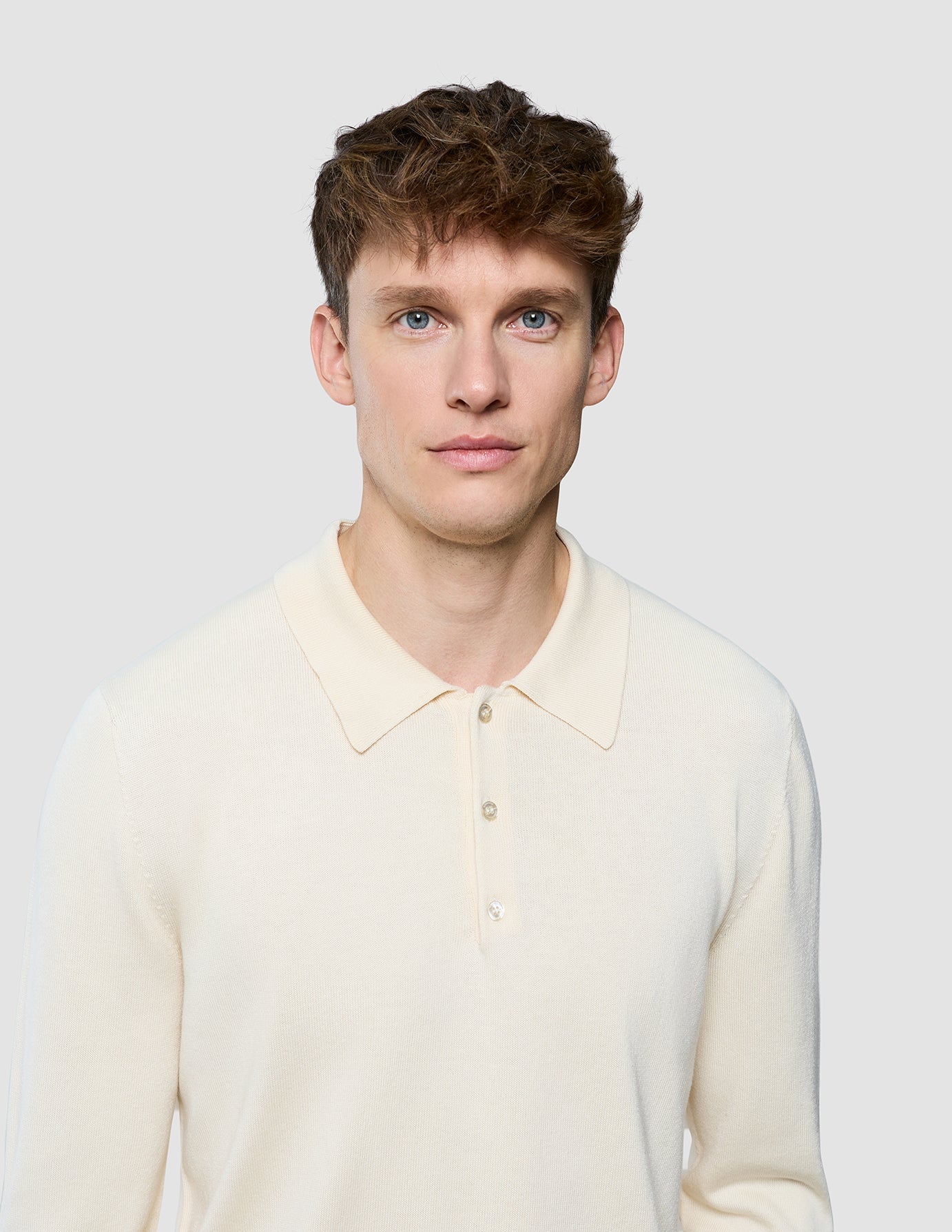 Seamless Core Knit Long Sleeve Polo Birchwood
