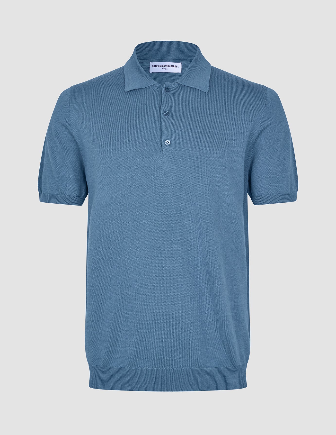 Seamless Core Knit Short Sleeve Polo Blue Tide