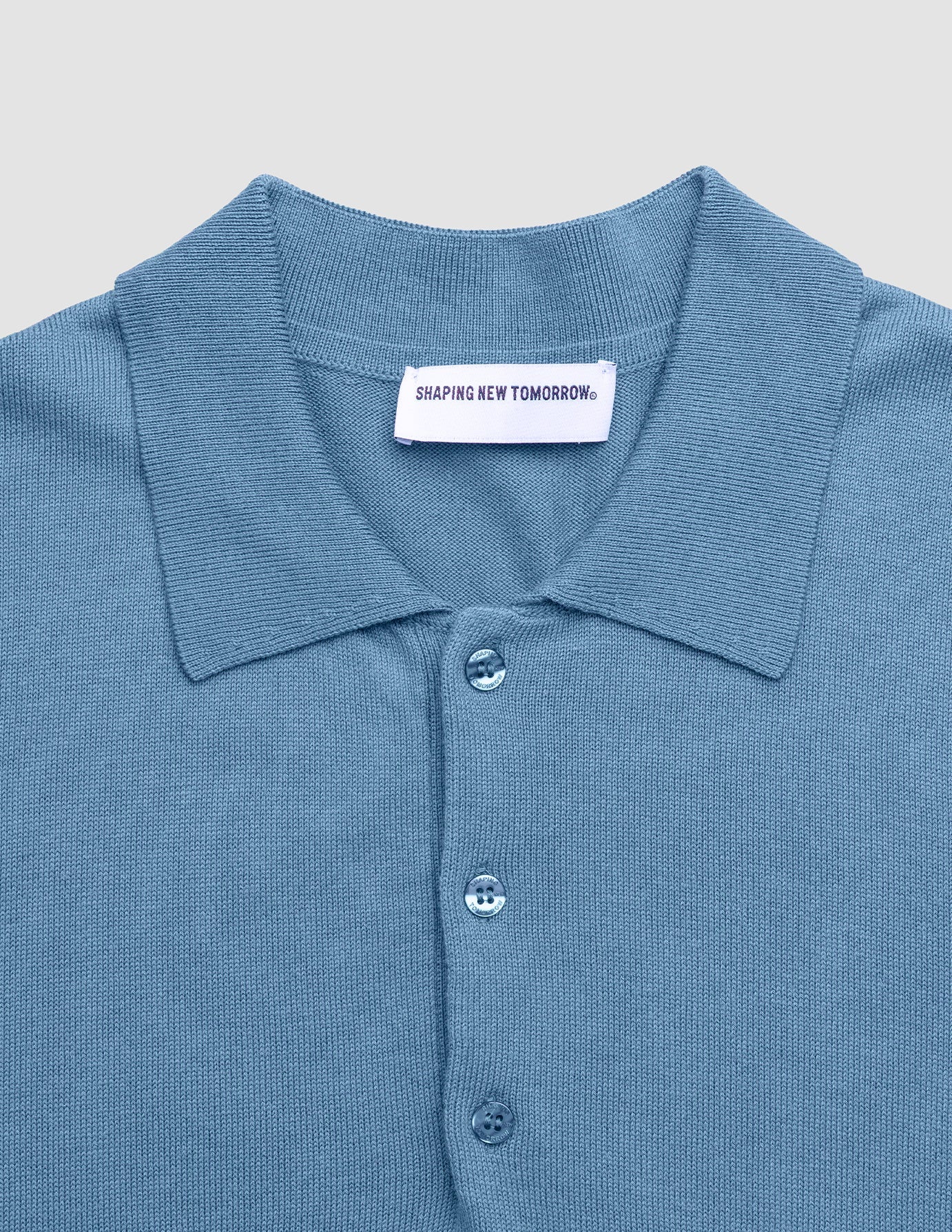 Seamless Core Knit Short Sleeve Polo Blue Tide