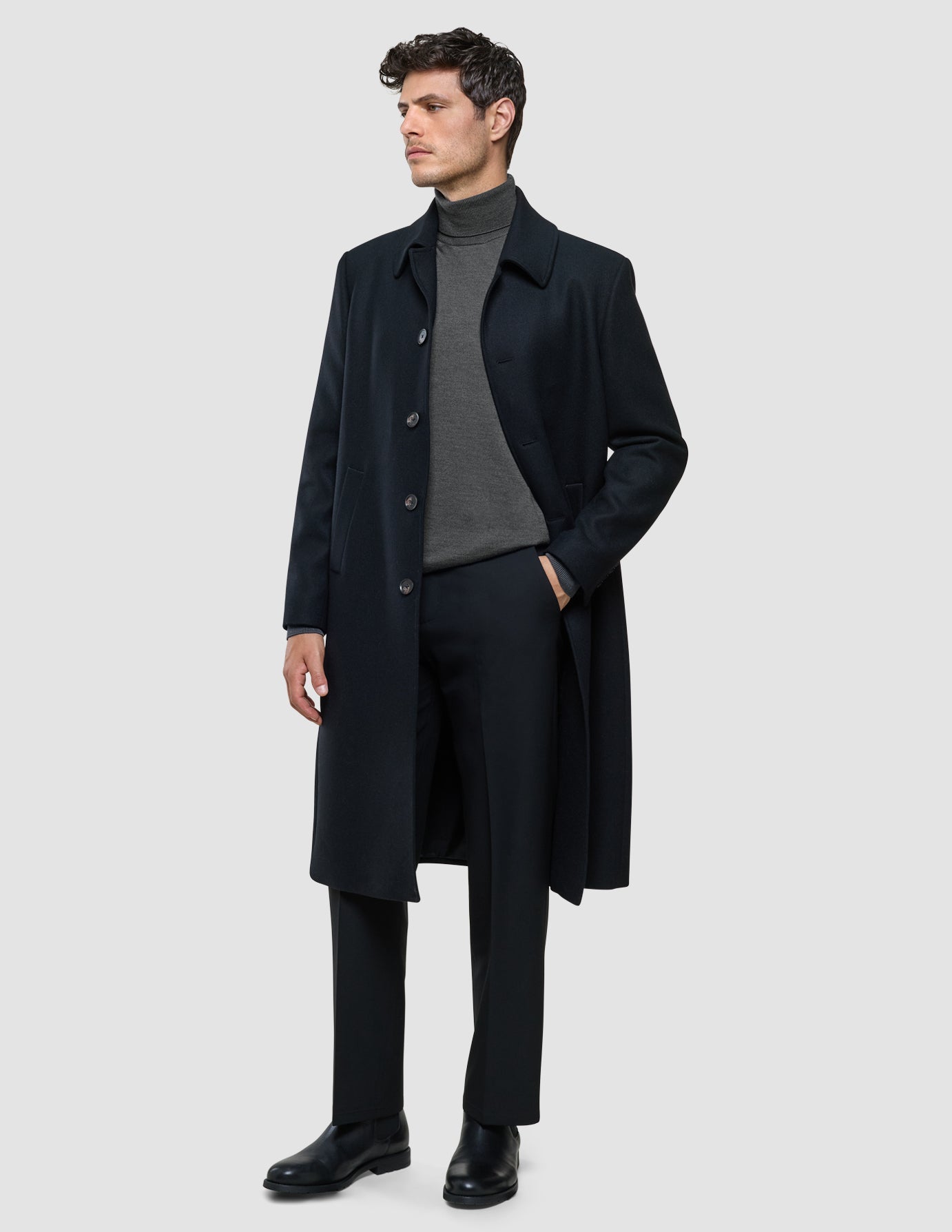 Seamless Premium Merino Knit Turtleneck Charcoal Grey