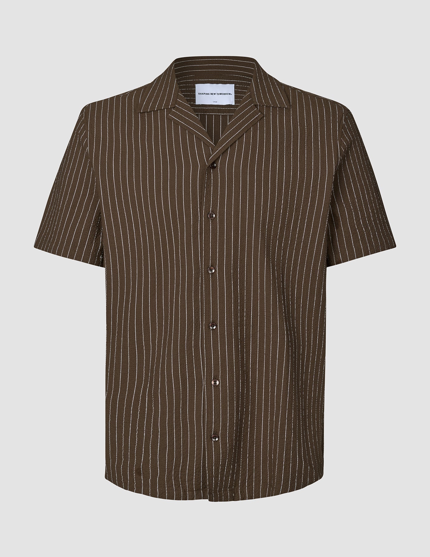 Seersucker Short Sleeve Shirt Cocoa Pinstripes