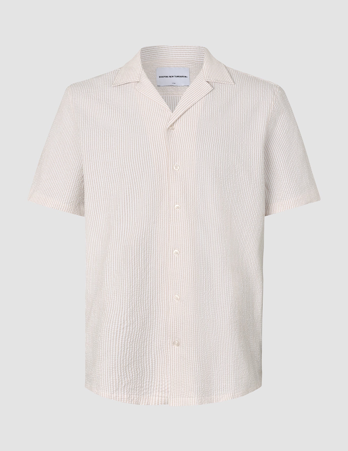Seersucker Short Sleeve Shirt Cream Stripes