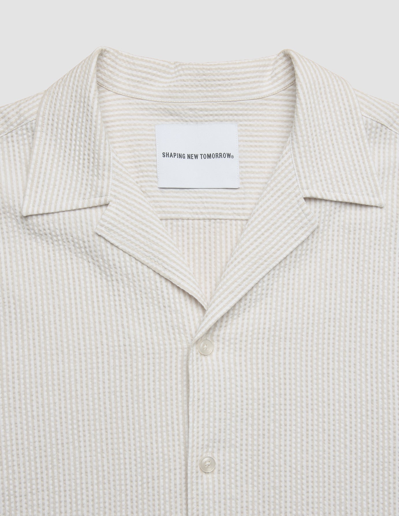 Seersucker Short Sleeve Shirt Cream Stripes