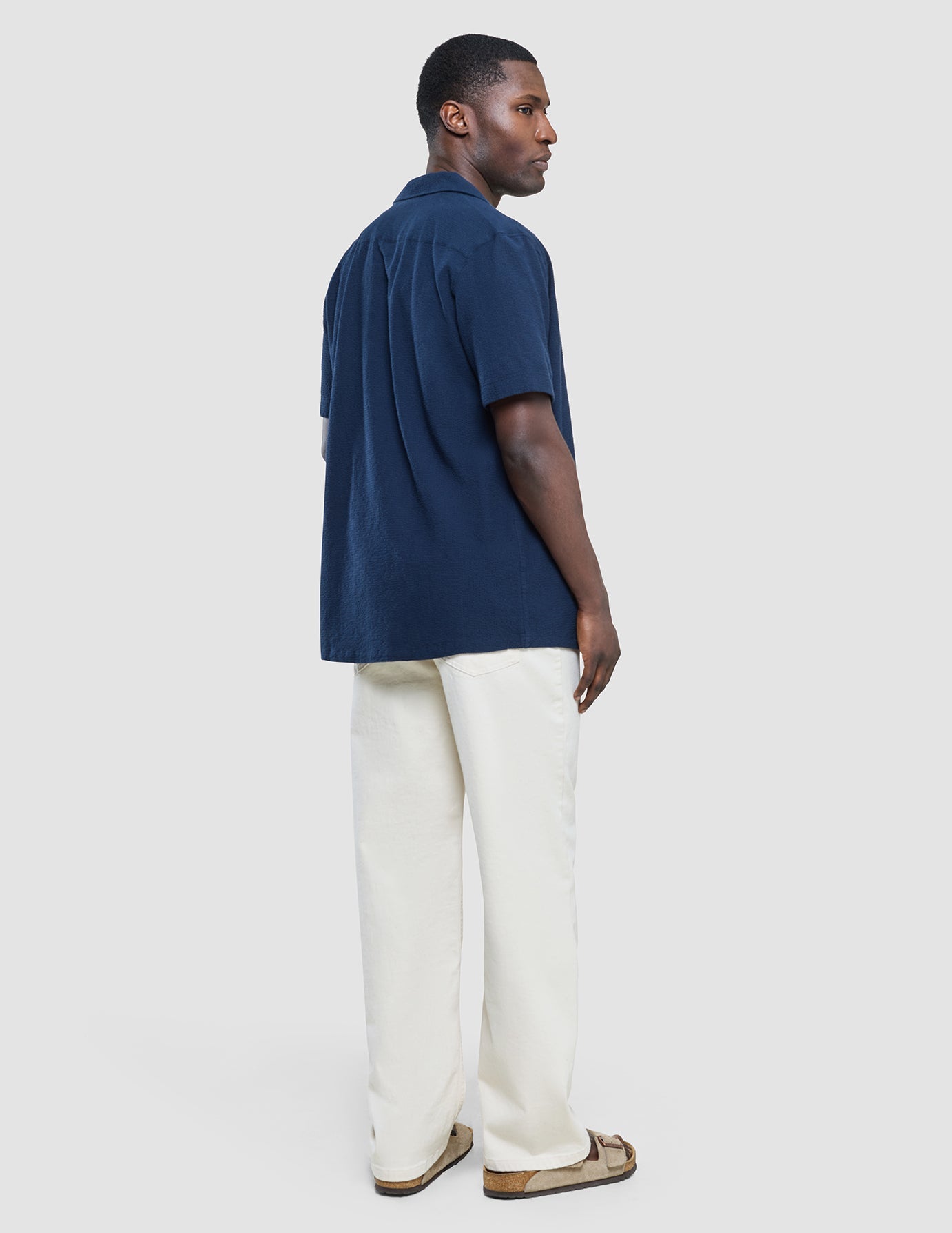 Seersucker Short Sleeve Shirt Dark Navy