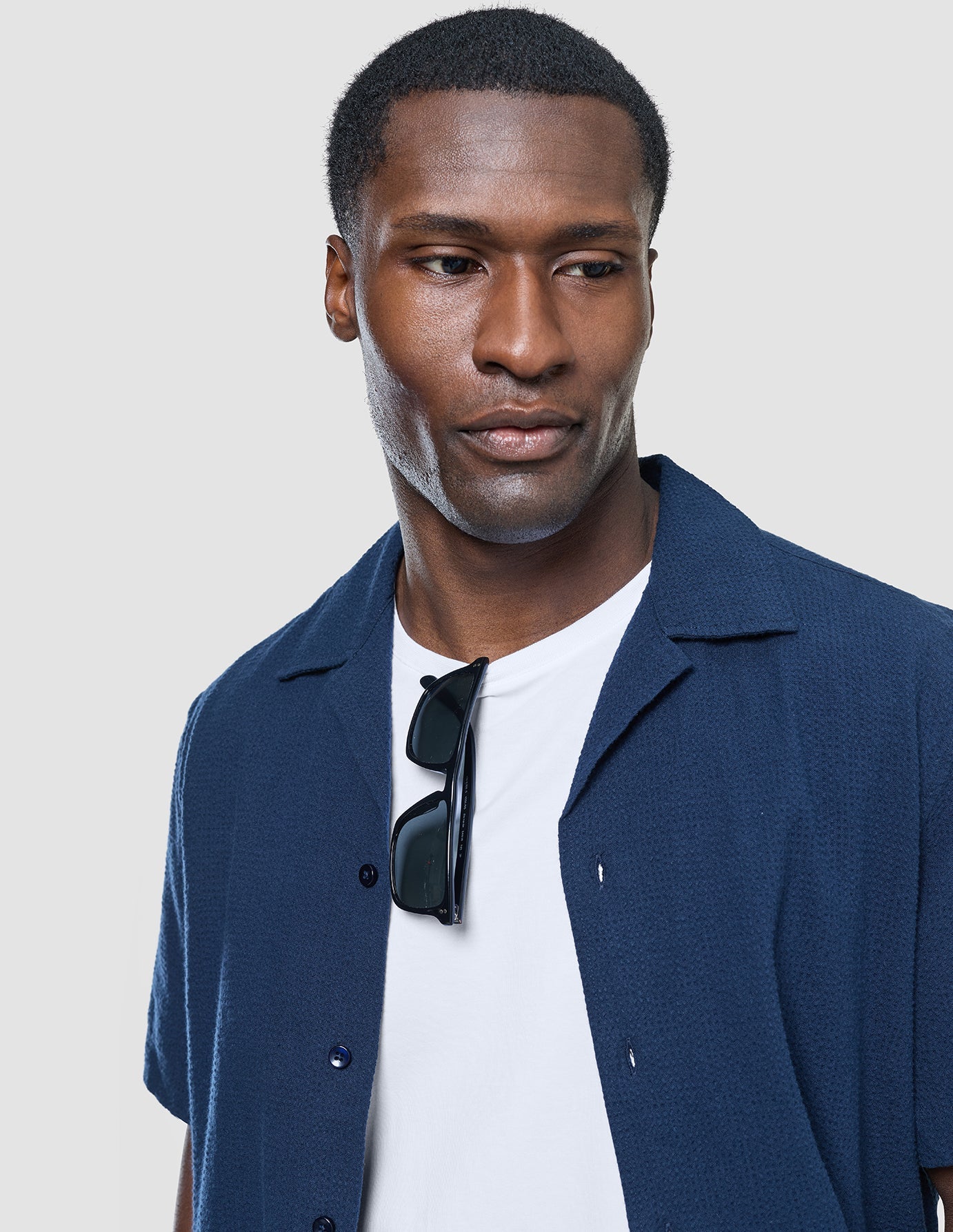 Seersucker Short Sleeve Shirt Dark Navy