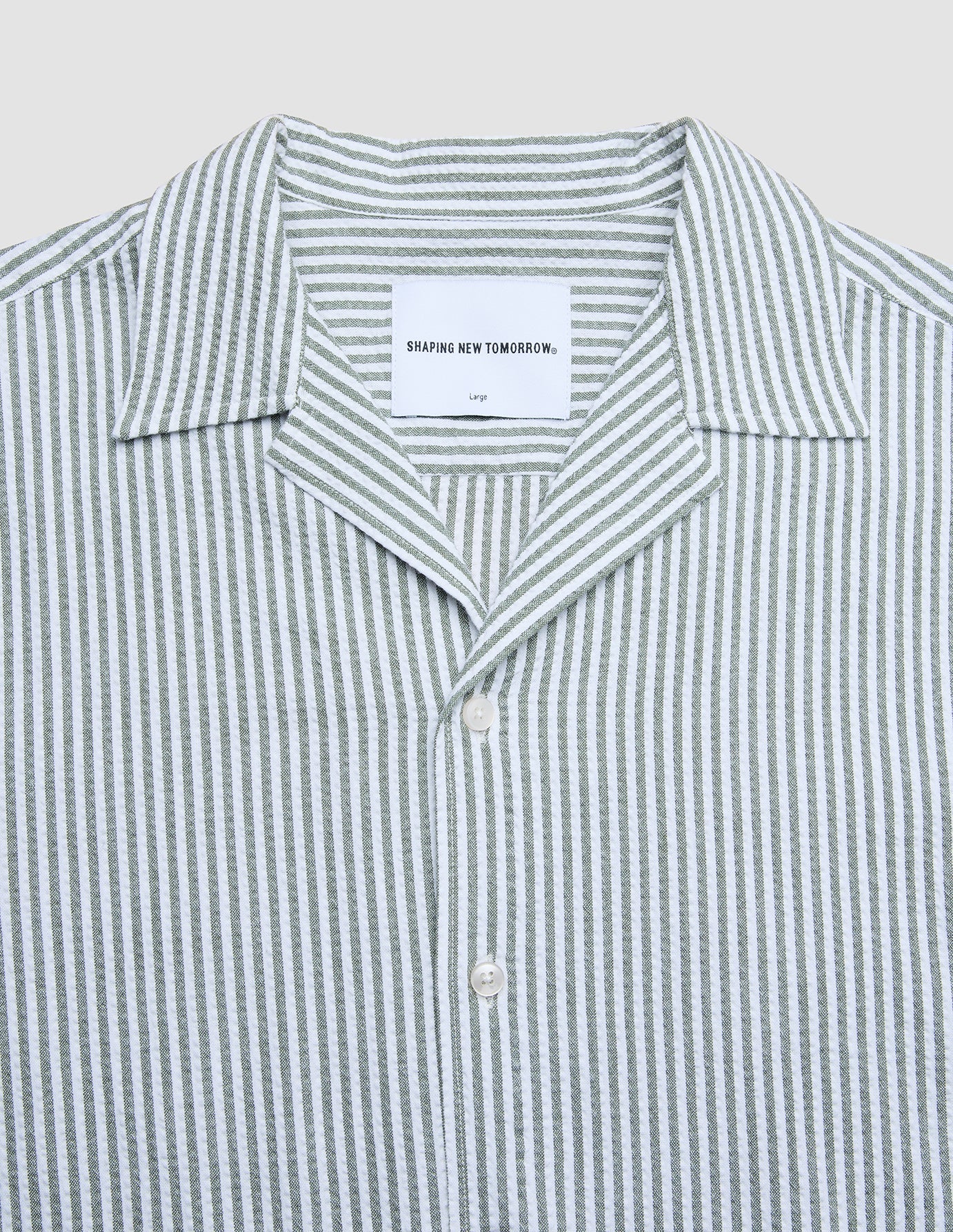 Seersucker Short Sleeve Shirt Green Stripes