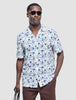 Seersucker Short Sleeve Shirt Navy Palms