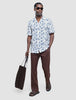 Seersucker Short Sleeve Shirt Navy Palms