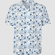 Seersucker Short Sleeve Shirt Navy Palms