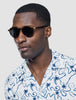 Seersucker Short Sleeve Shirt Navy Palms