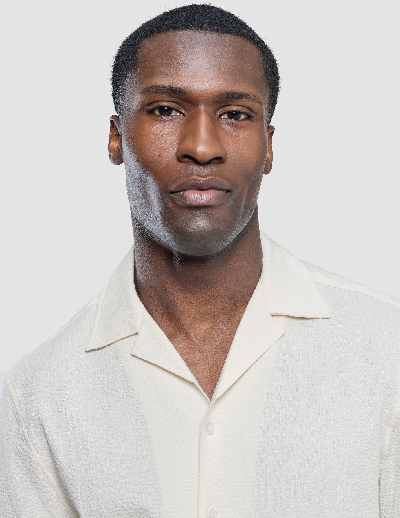 Seersucker Short Sleeve Shirt Off White