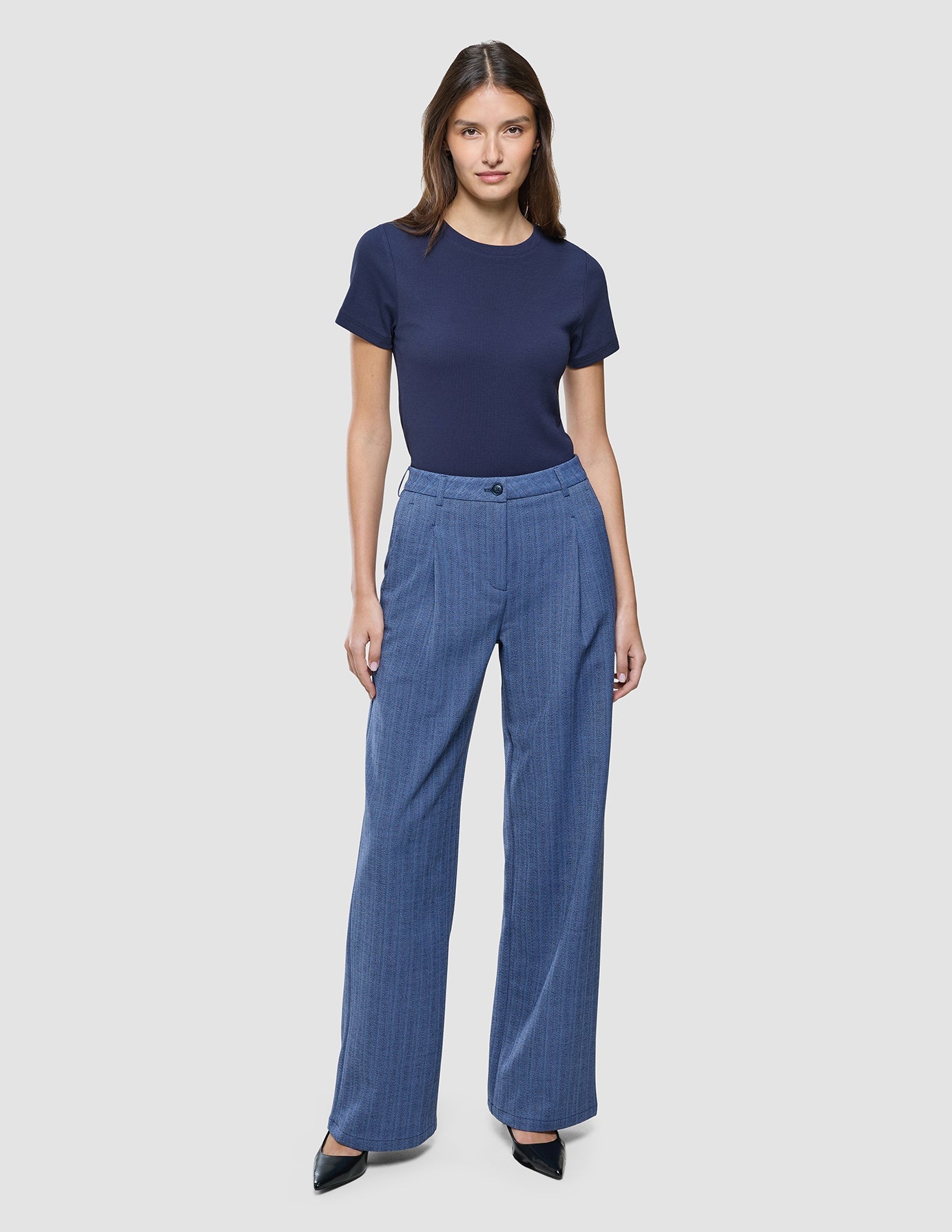 Women Serene Pants Wide Ombre Blue Herringbone