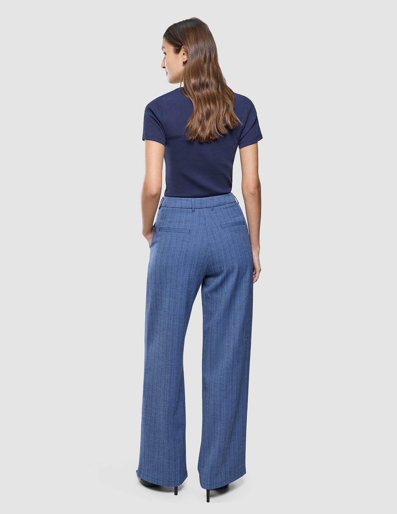 Women Serene Pants Wide Ombre Blue Herringbone