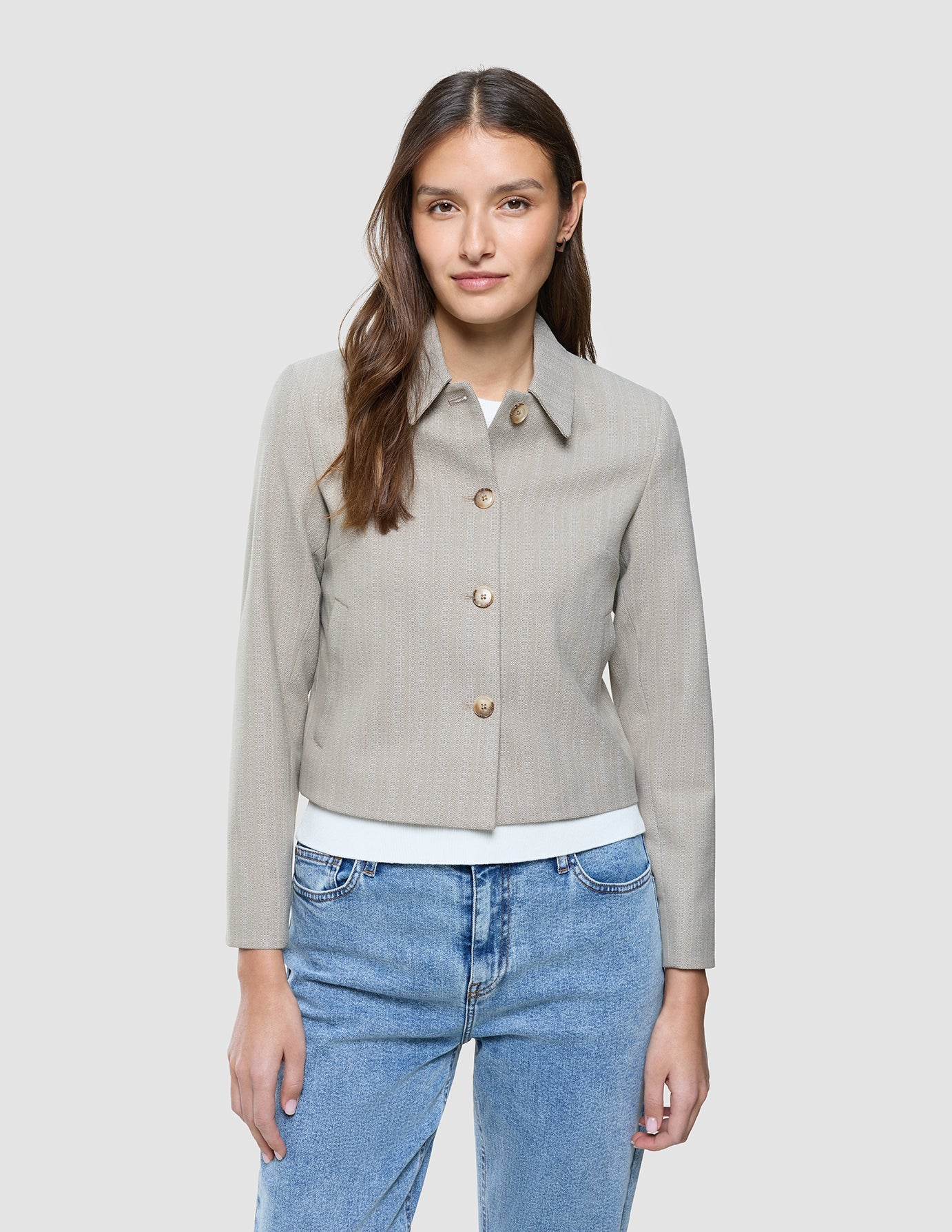 Women Serene Short Jacket Burnt Sugar Herringbone