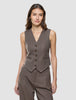 Women Serene Short Vest Brown Stone Herringbone