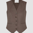 Women Serene Short Vest Brown Stone Herringbone