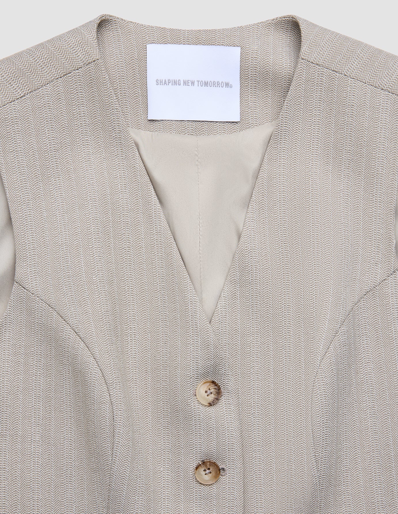 Women Serene Short Vest Burnt Sugar Herringbone