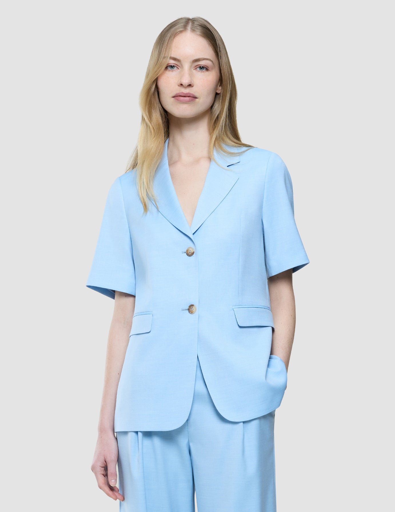 Women Skye Short Sleeved Blazer Blue Haze