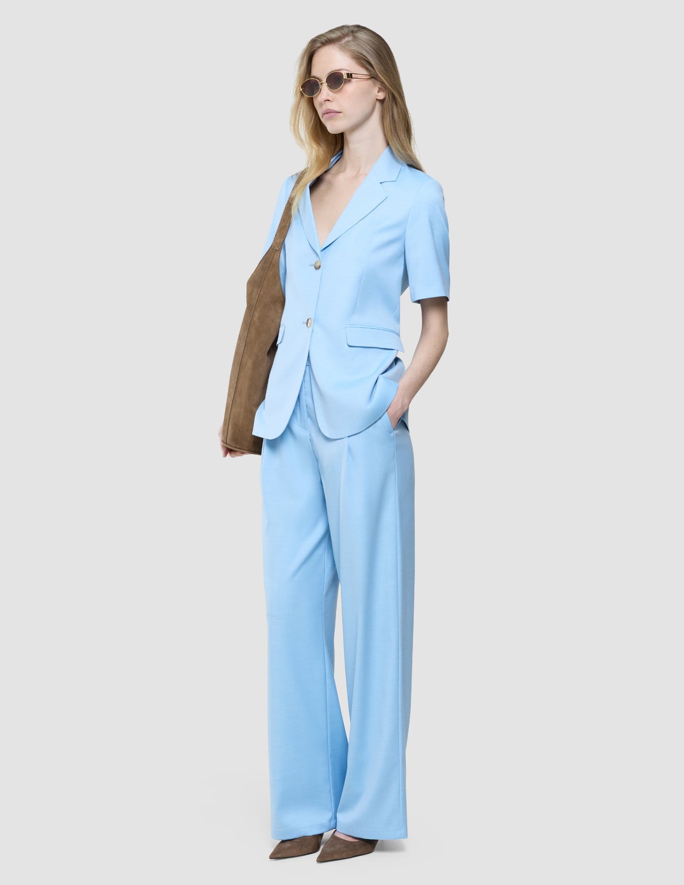 Women Skye Short Sleeved Blazer Blue Haze
