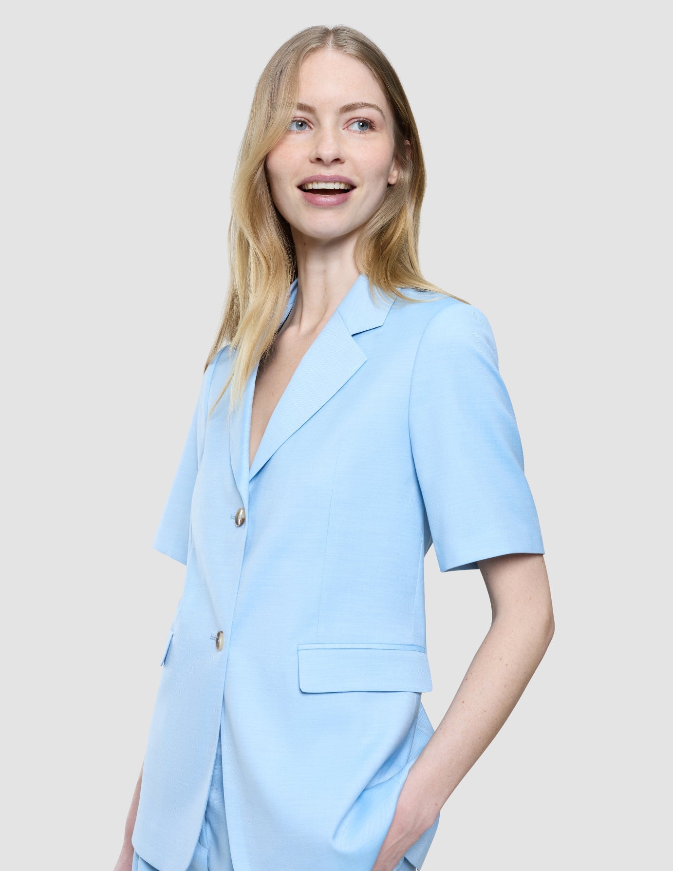 Women Skye Short Sleeved Blazer Blue Haze