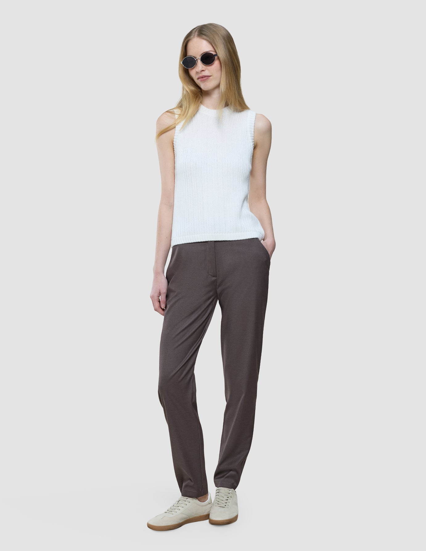 Women Skye Pants Tapered Dark Chestnut Melange