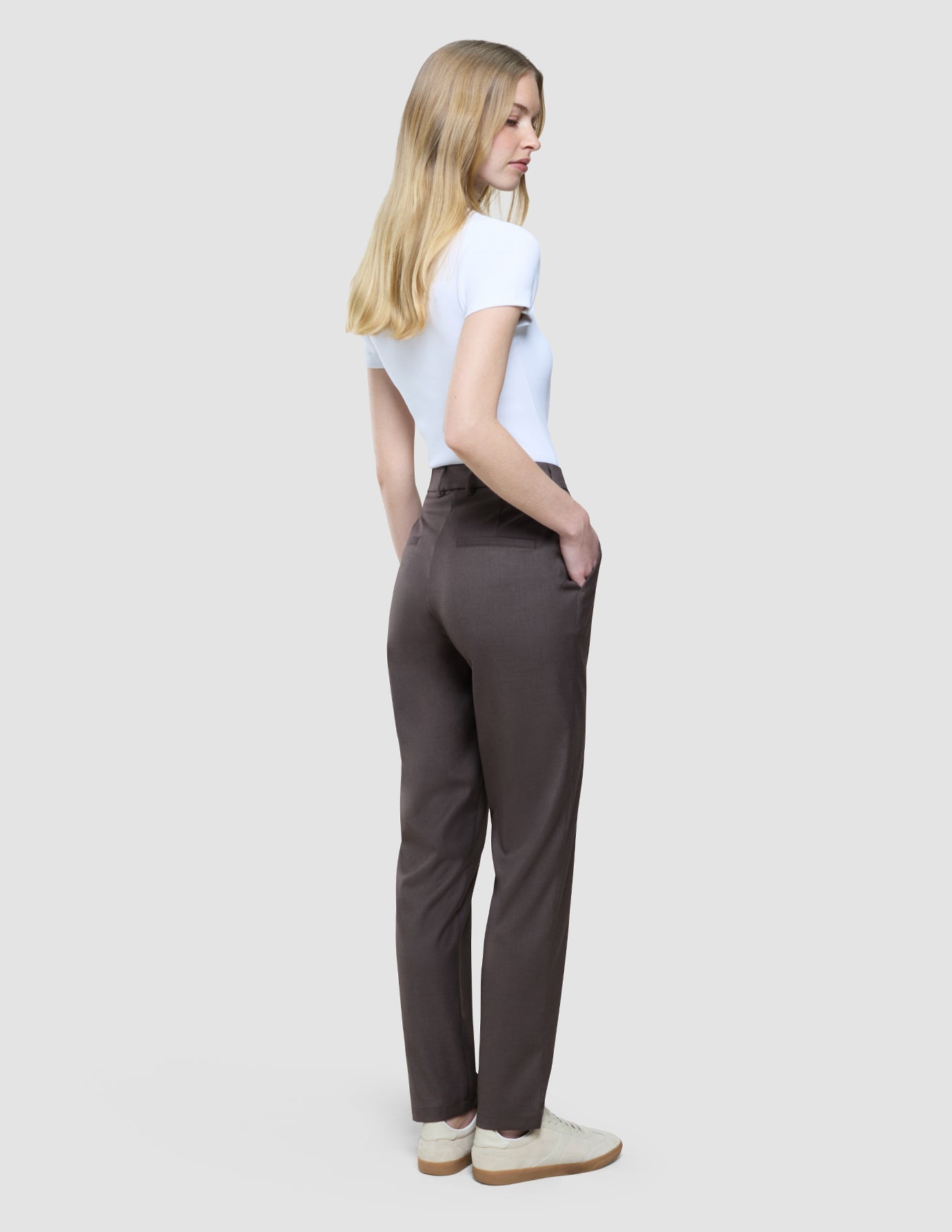 Women Skye Pants Tapered Dark Chestnut Melange