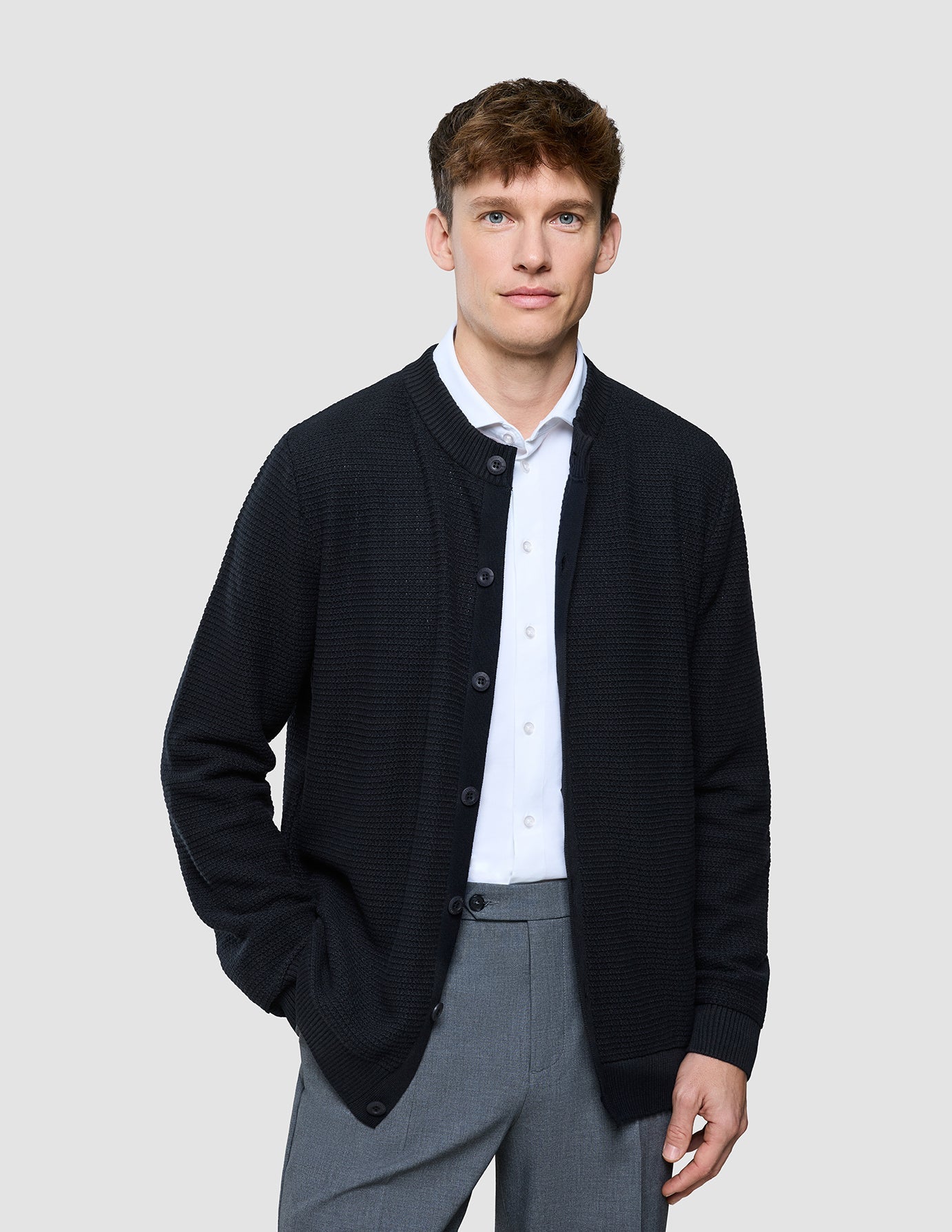 Structured Knit Cardigan Black