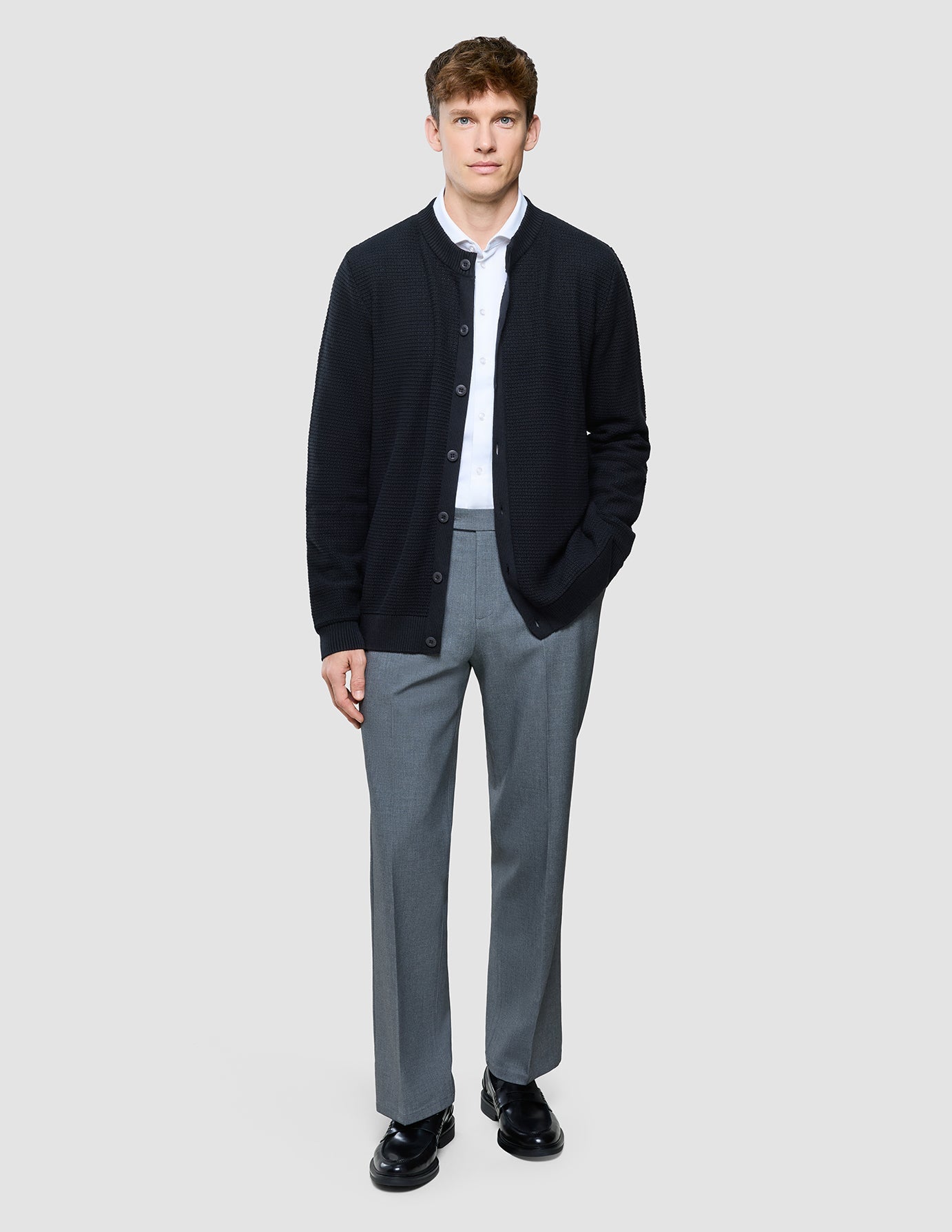 Structured Knit Cardigan Black