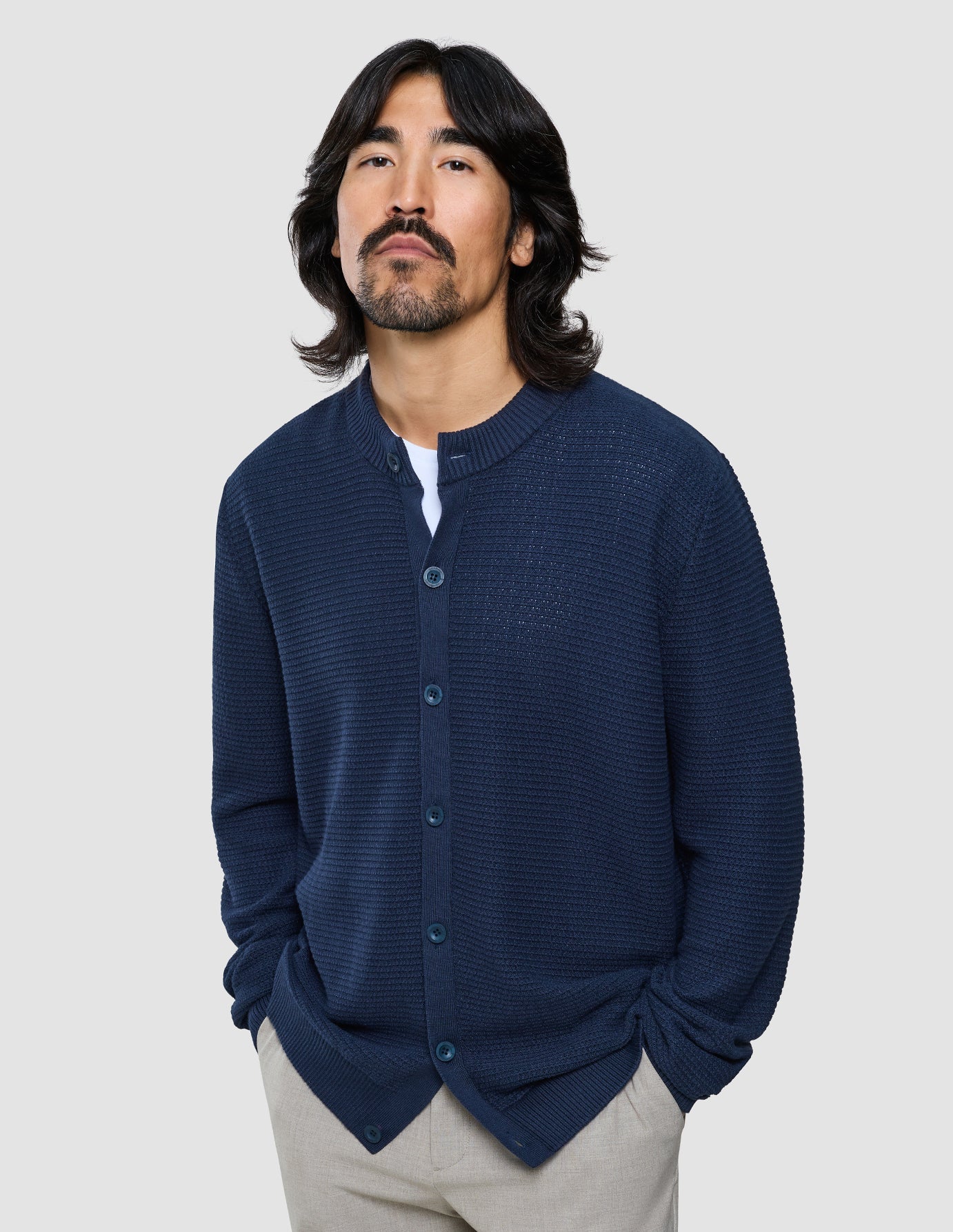 Structured Knit Cardigan Dark Navy