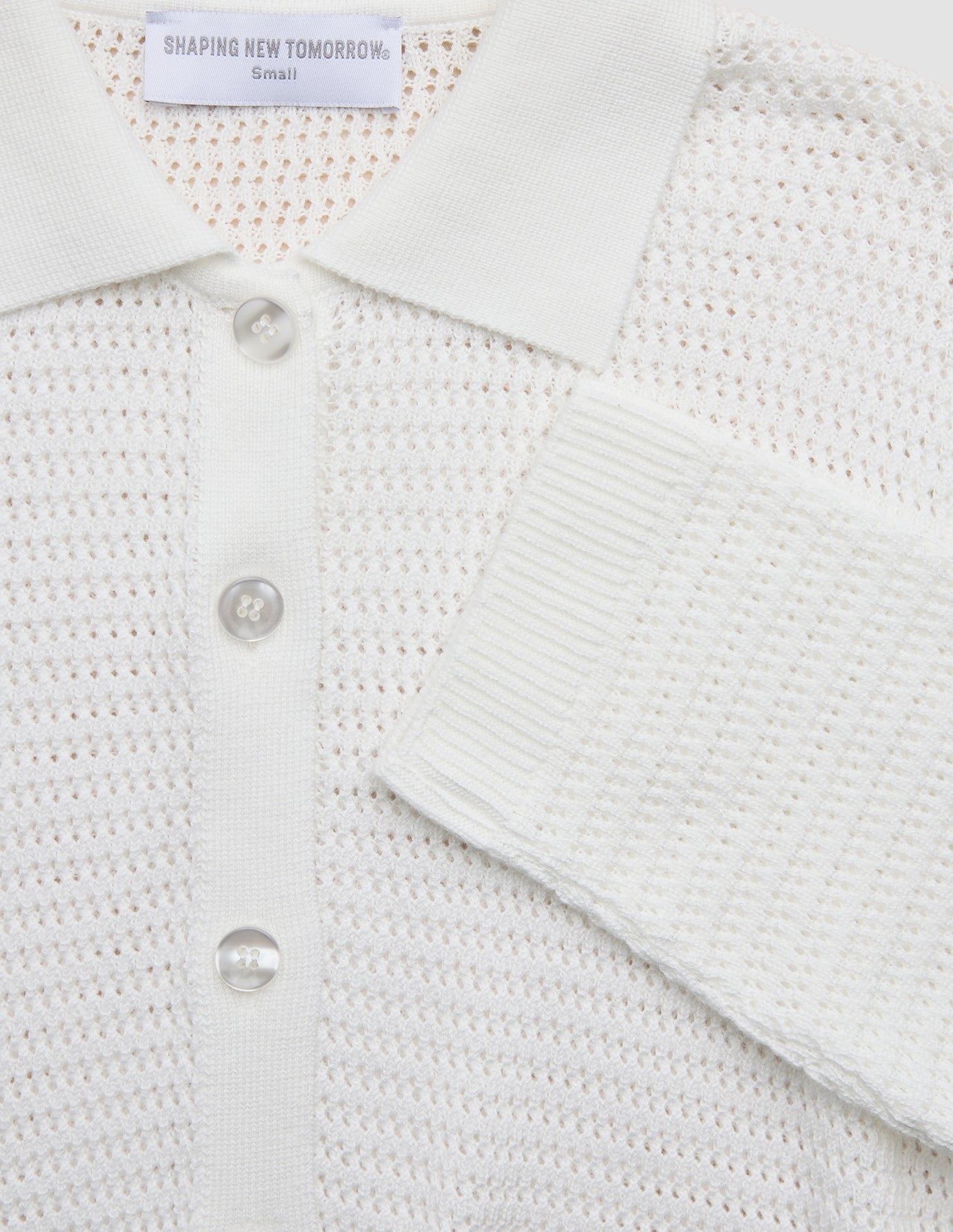 Women Structured Polo Long Sleeve Off White